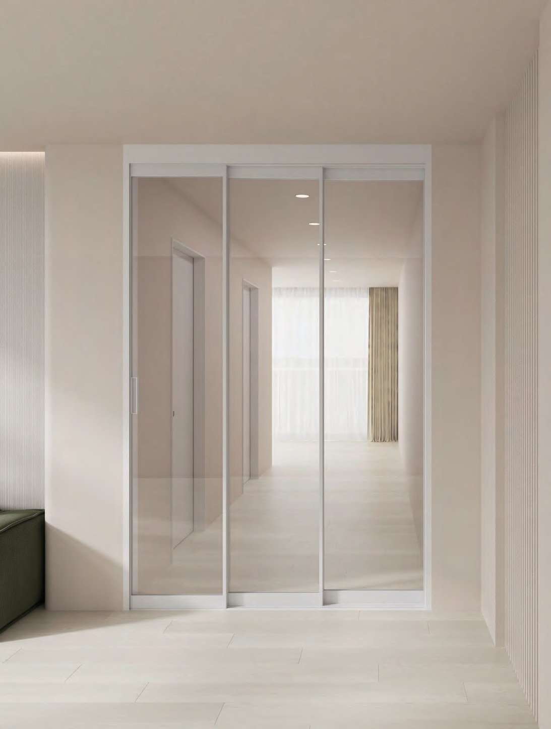 슈퍼 슬림 반자동 3연동 YSA-100 화이트 연출 이미지